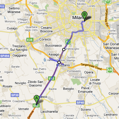 Mappa del dall'Autostrada A7/Milano-Genova